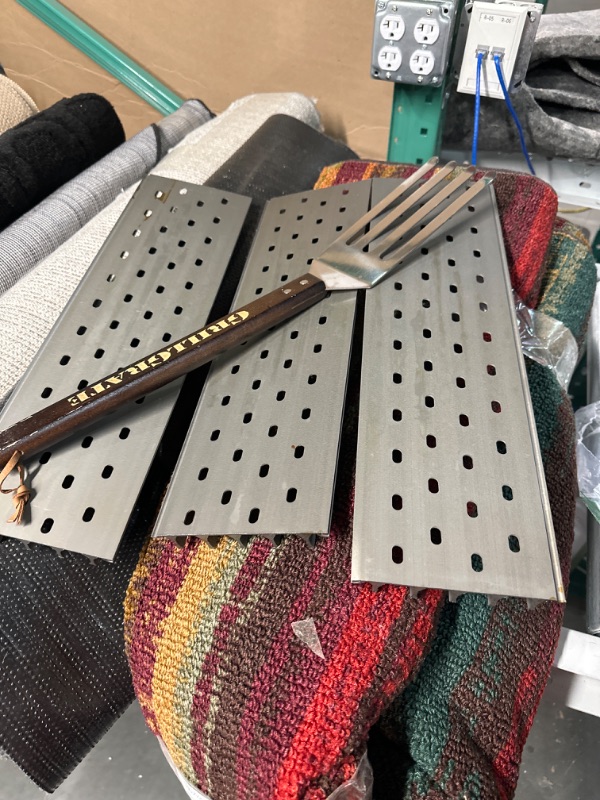Photo 1 of 
isit the GRILL GRATE BRAND THE ORIGINAL RAISED RAIL DESIGN GET FIRED UP · WWW.GRILLGRATE.COM Store
4.7 out of 5 stars461 Reviews
GrillGrate 13.75" GrillGrate Set of 3 (Interlocking) + Grilling Tool - Premium Replacement Grilling Grates for The Traeger Ta