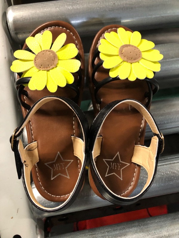 Photo 1 of shevalues Girl's Sunflower Flat Sandals  13 Little Kid Black