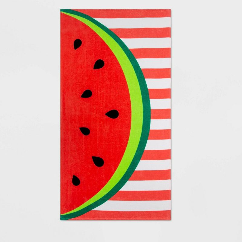 Photo 1 of 2 Watermelon Striped Printed Beach Towels Pink - Sun Squad™
