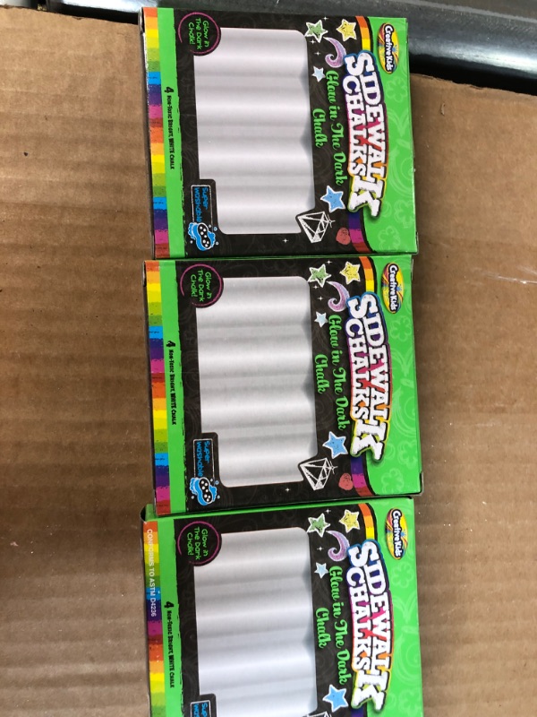 Photo 2 of 3 packs Creative Kids Sidewalk Chalks Washable Glow in the Dark Chalk, Super Washable, Sold As 1 pack