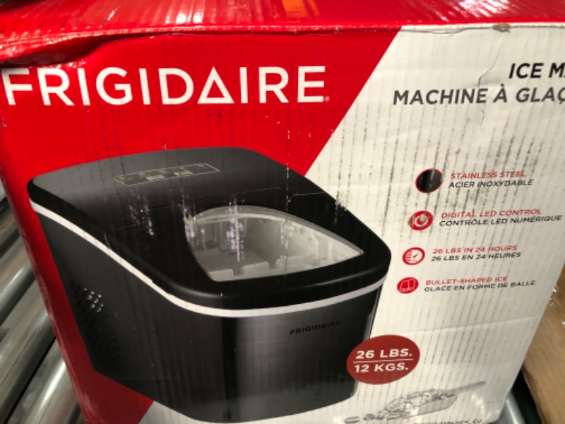 Photo 3 of **PARTS ONLY**
Frigidaire EFIC117-SSBLACK-COM EFIC117-SSBLACK 26 Lbs Portable Compact Maker, Stainless Steel Ice Making Machine, Medium, Black Stainless