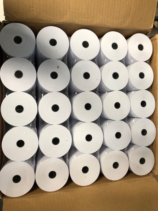 Photo 2 of 2 1/4 in x 150 ft Calculator Paper Rolls (50 Rolls – 55 GSM) 2.25" x 150' Adding Machine Tape