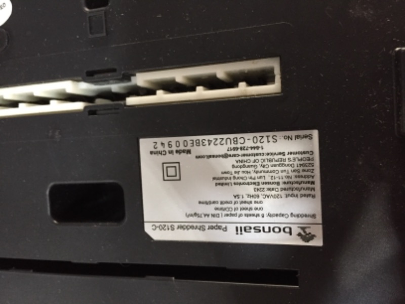 Photo 1 of SEE NOTES**
Bonsaii Paper Shredder for Home, 8-Sheet StripCut CD and Credit Card Paper Shredder , (S120-C) S120-8 Sheet-Strip Cut- Black