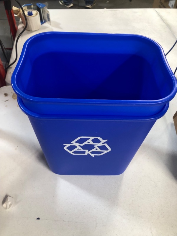 Photo 2 of AmazonCommercial 3 Gallon Commercial Office Wastebasket, Blue w/Recycle Logo, 2-Pack BLUE 3 GALLON 2 pack