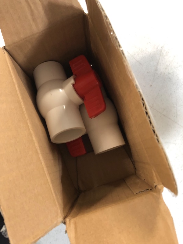 Photo 2 of 4Pcs 1" PVC Ball Valve Water Pipe Shut-off Valve Socket with Red T-Handle for Cold Water Supply lines, Irrigation Pipe fitting System(Socket x Socket), Schedule 40 1Inch 4