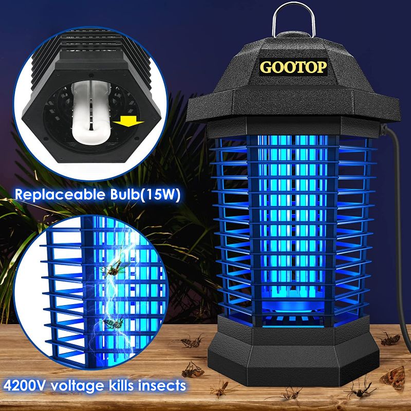 Photo 1 of GOOTOP Bug Zapper, Mosquito Zapper Outdoor, Bug Zapper Outdoor Electric, Insect Fly Traps, Fly Zapper, Mosquito Killer for Patio, Need to be Plugged in