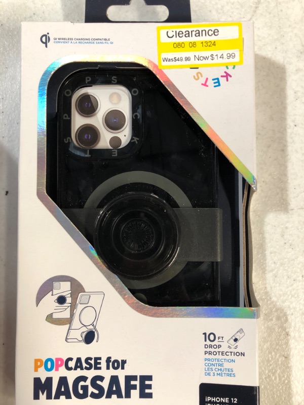 Photo 2 of PopSockets Black iPhone 12 Case and iPhone 12 Pro Case for MagSafe with Repositionable Slide Pop Grip