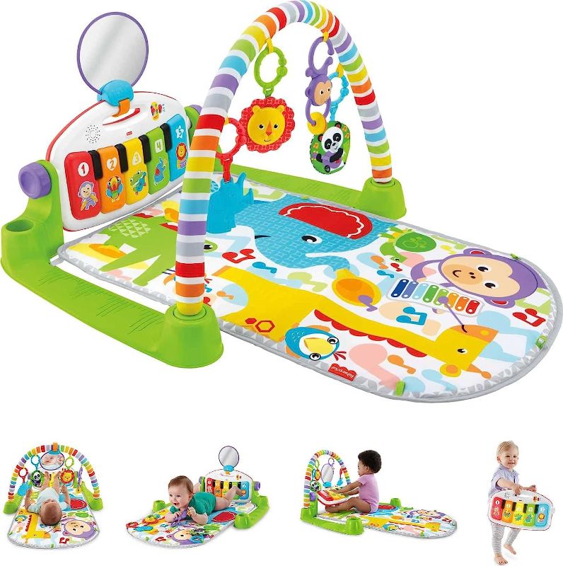 Photo 1 of Fisher-Price Baby Gym & Activity Mat, Deluxe Kick & Play Piano Gym with Musical Toys, Lights & Smart Stages Learning