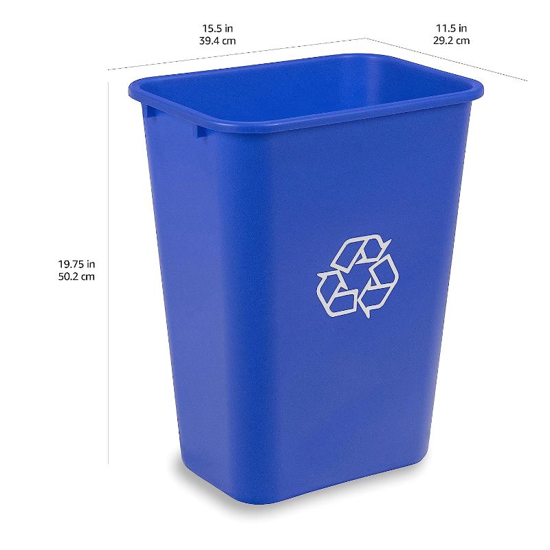 Photo 1 of  Commercial Office Wastebasket, Blue, w/ Recycle Logo, 1-pack