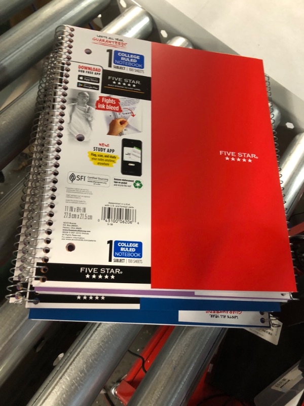 Photo 3 of Five Star 1 Subject College Ruled Notebook,11 inch x 8 1/2 inch, Assorted 12 