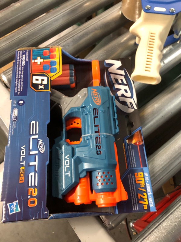 Photo 2 of Nerf Elite 2.0 Volt SD-1 Blaster, 6 Official Nerf Darts, 2 Tactical Rails to Customize for Battle,, 