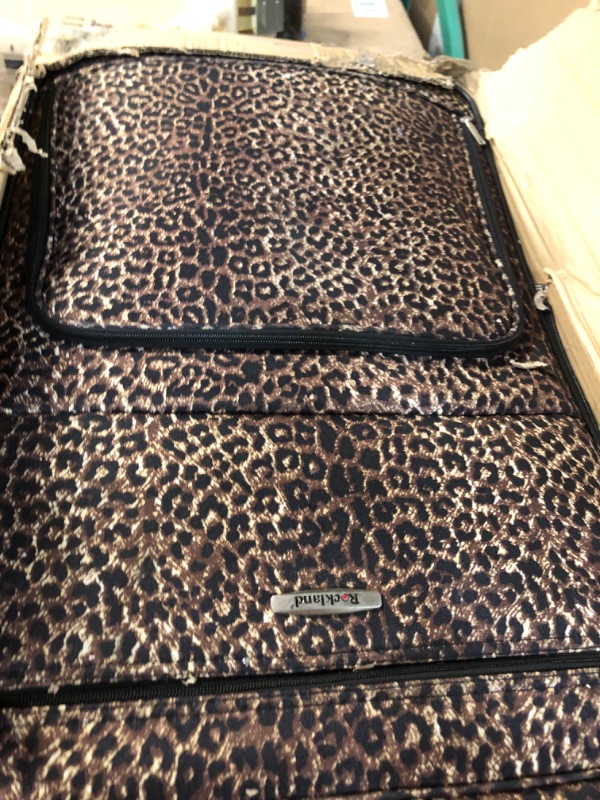 Photo 4 of **USED**MAY BE DIRTY NO PACKAGING**  Rockland Vara Softside 3-Piece Upright Luggage Set, Leopard, (20/22/28) 3-Piece Set (20/22/28) Leopard