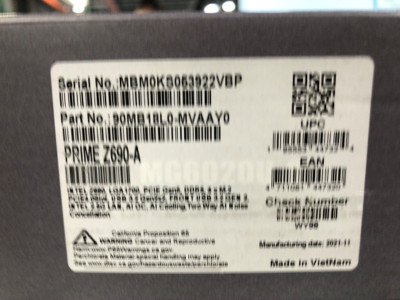 Photo 4 of ASUS Prime Z690-A LGA 1700(Intel 12th) ATX Motherboard 