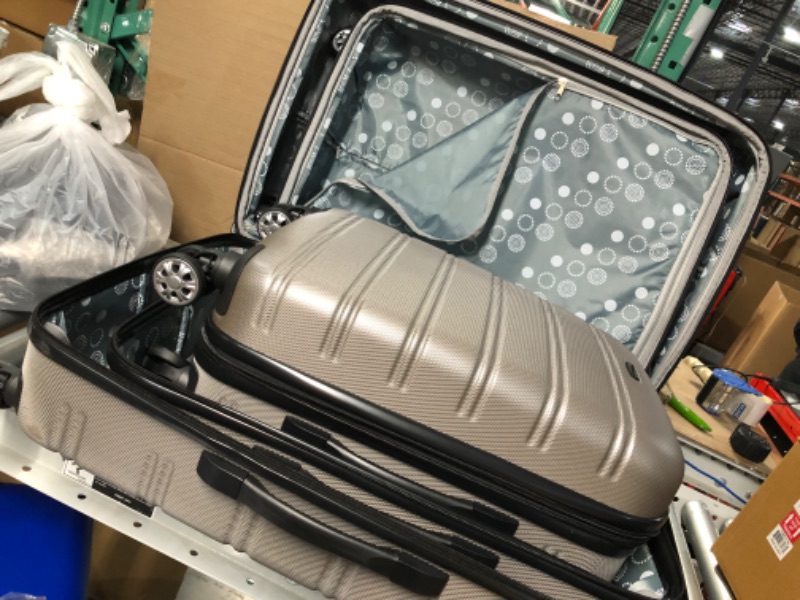 Photo 8 of **USED/BIG CASE,HAS SCRATCHES/SEE NOTES** Rockland Melbourne Hardside Expandable Spinner Wheel Luggage, Silver, 3-Piece Set