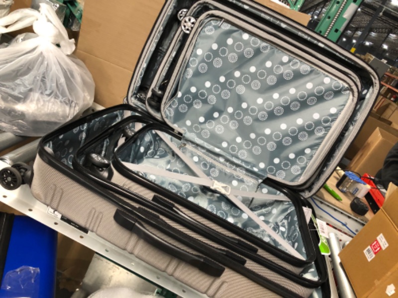 Photo 9 of **USED/BIG CASE,HAS SCRATCHES/SEE NOTES** Rockland Melbourne Hardside Expandable Spinner Wheel Luggage, Silver, 3-Piece Set