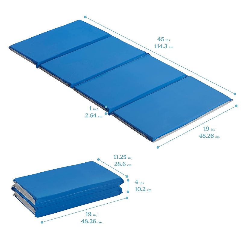 Photo 1 of *USED/SEE NOTES** CR4Kids Everyday Folding Rest Mat, 4-Section, 1in, Classroom Furniture, Blue/Grey