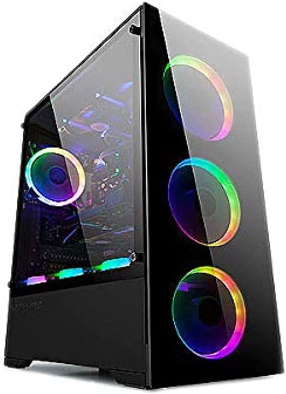 Photo 1 of **USED/BROKEN PIECE,SEE NOTES** Bgears b-Voguish Gaming PC with Tempered Glass ATX Mid Tower, USB3.0, Support E-ATX, ATX, mATX, ITX. (Note: Fan NOT Included in This Model