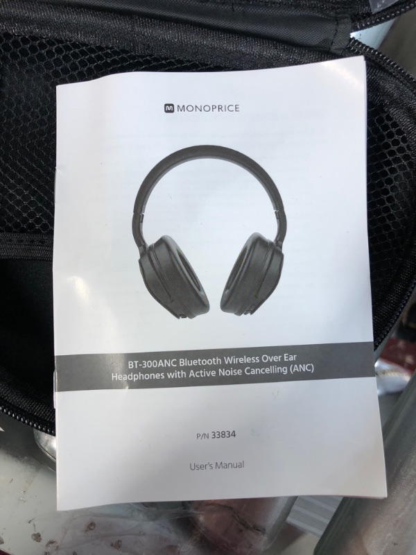 Photo 7 of **USED SEE NOTES** Monoprice BT-300ANC Wireless Over Ear Headphones - Black with (ANC) Active Noise Cancelling, Bluetooth, Extended Playtime