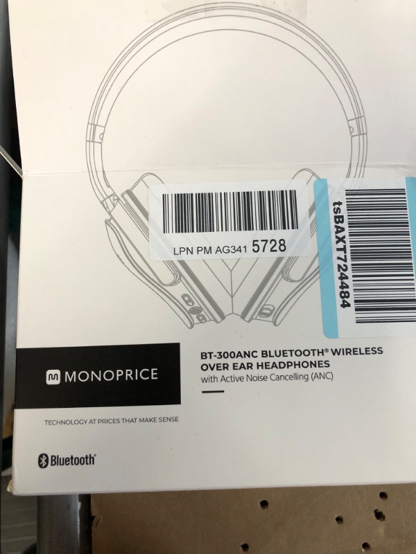 Photo 2 of **USED SEE NOTES** Monoprice BT-300ANC Wireless Over Ear Headphones - Black with (ANC) Active Noise Cancelling, Bluetooth, Extended Playtime