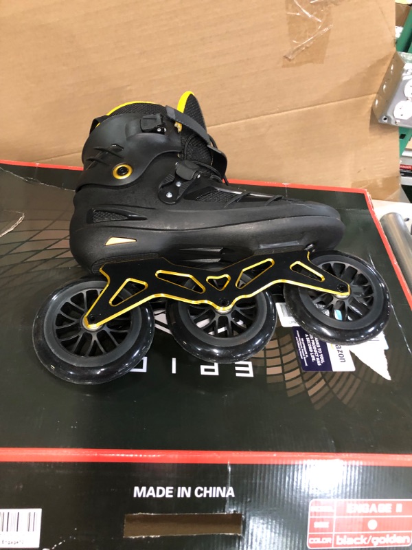 Photo 5 of **USED SEE NOTES** Epic Skates 125mm Engage 3-Wheel Inline Speed Skates Black/Gold EU 44/US 12