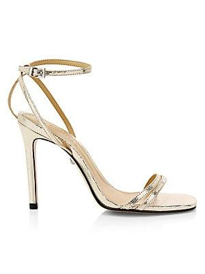 Photo 1 of Altina Metallic Lizard-Embossed Leather Sandals
