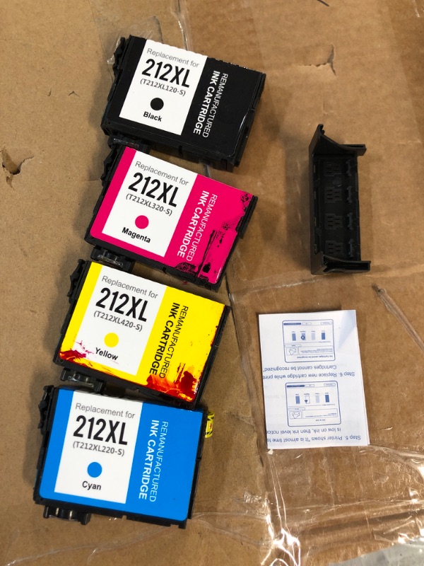 Photo 2 of 212XL ink cartridges (4 total, black pink yellow blue)