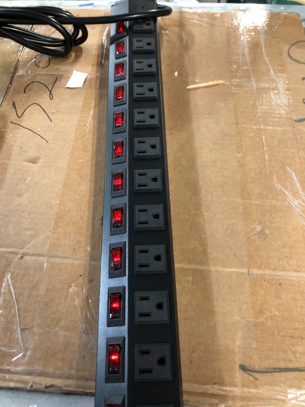 Photo 2 of 12 Outlet Metal Heavy Duty Power Strip Individual Switches,Wall Mount Long Power Strip 