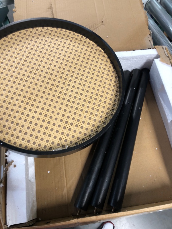 Photo 1 of Rattan Round Side Table, Black