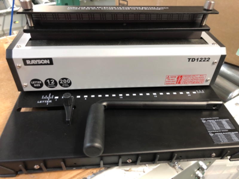 Photo 2 of Rayson TD1222 Binding Machine, 2:1 Pitch Wire Binder for Punching and Binding