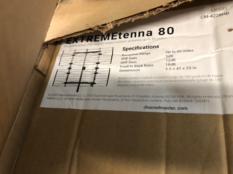 Photo 3 of Channel Master EXTREMEtenna Long Range Multi-Directional Outdoor TV Antenna - 80 Mile Range - Preassembled - Install on Rooftop or Attic | CM-4228HD 80 Miles CM-4228HD