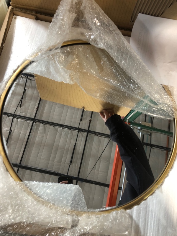 Photo 3 of 18 Inch Round Wall Circle Mirror,Large Gold Metal Framed - Gold 18"