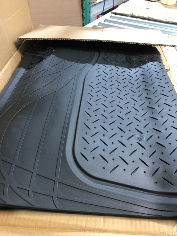 Photo 2 of Motor Trend FlexTough Performance All Weather Rubber with Cargo Liner - Full Set Front & Rear Floor Mats (Black)