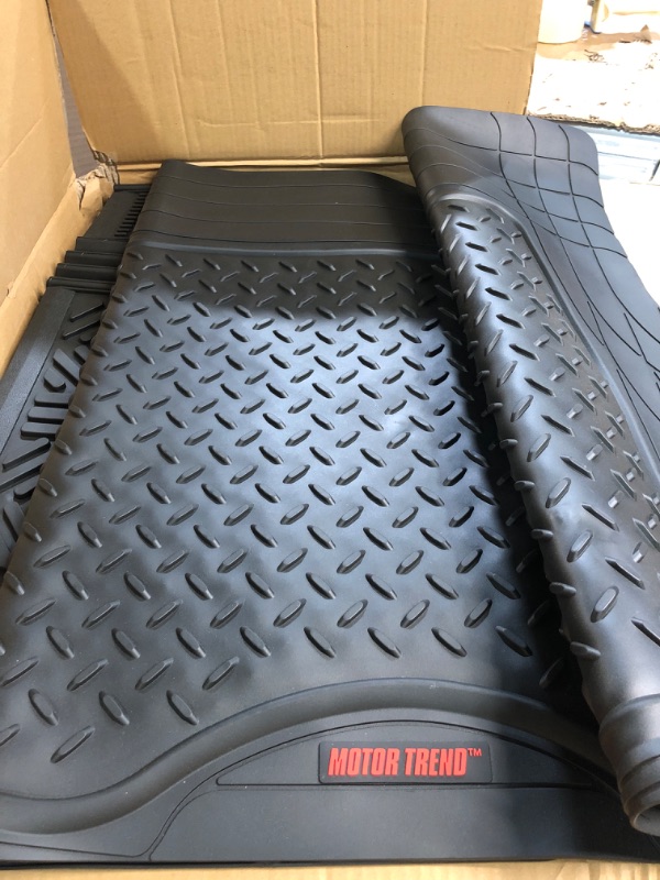 Photo 3 of Motor Trend FlexTough Performance All Weather Rubber with Cargo Liner - Full Set Front & Rear Floor Mats (Black)