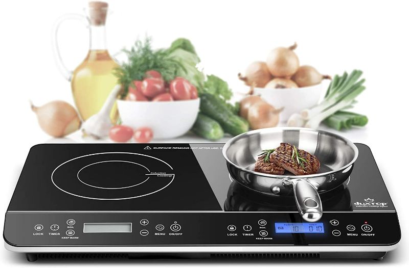 Photo 1 of **MINOR PIECES OF PLASTIC BROKEN**
Duxtop LCD Portable Double Induction Cooktop 1800W Digital Electric 