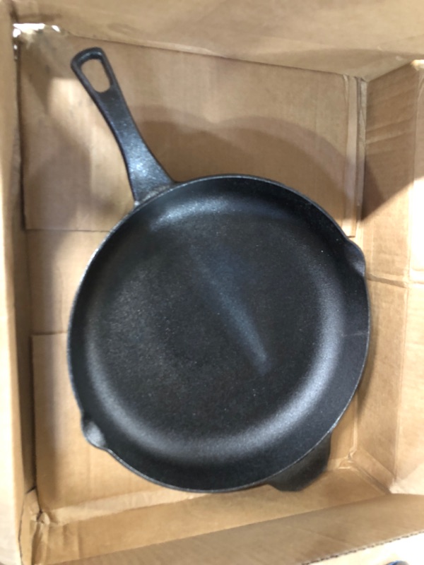 Photo 2 of *CRACKED* Calphalon Cast Iron Skillet, Pre-Seasoned Cookware with Large Handles and Pour Spouts, 12-Inch, Black Cast Iron
