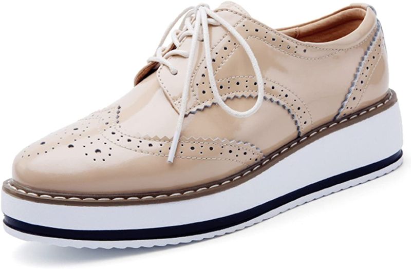 Photo 1 of DADAWEN Women's Platform Lace-Up Wingtips Square Toe Oxfords Shoe 10.5