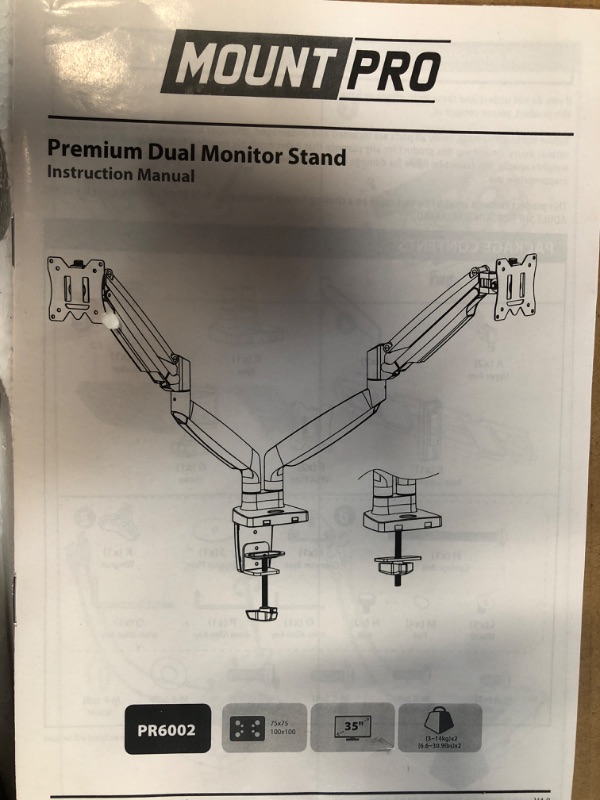 Photo 3 of MOUNT PRO Dual Monitor Desk Mount fits 22” to 35” Ultrawide Computer Screen, Holds up to 26.4lbs Each