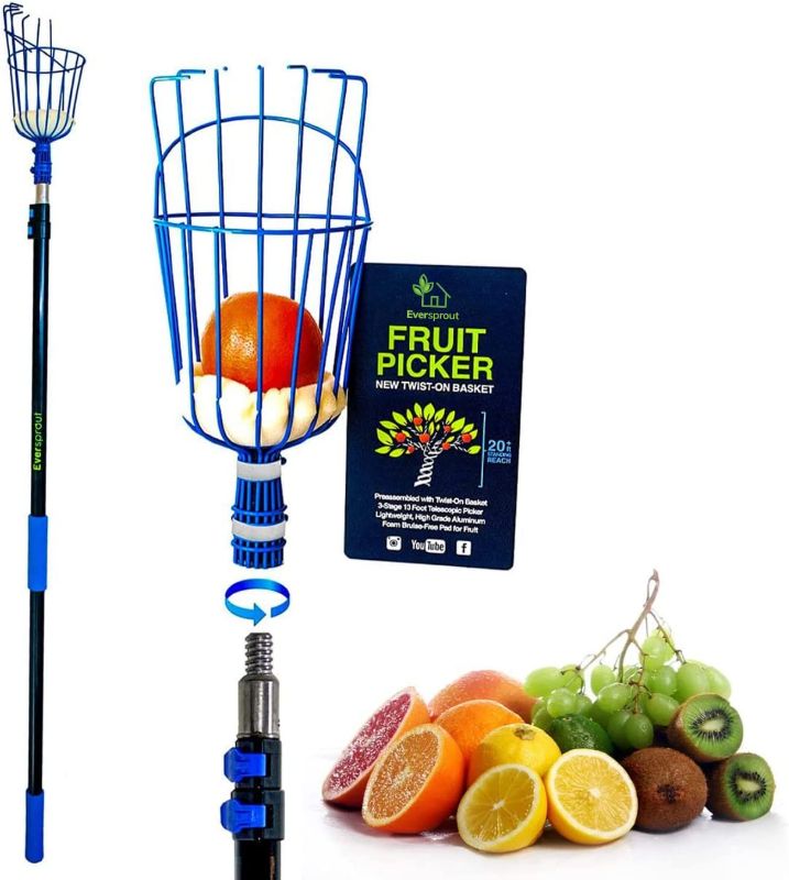 Photo 1 of 12-Foot Fruit Picker (20+ Foot Reach) | Telescoping Fruit Picker Pole