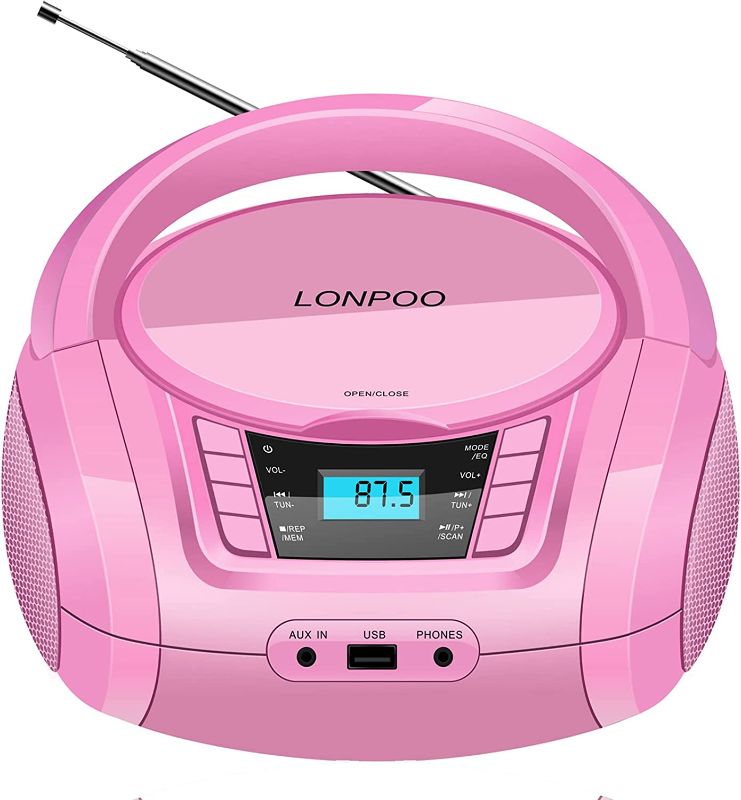 Photo 1 of LONPOO Portable CD Player Kids Gift Boombox Classic