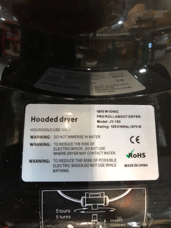 Photo 1 of *PARTS ONLY** RyJaune Professional Bonnet Hooded Hair Dryer with Wheels and Adjustable Height Ion Hood Hair Dryer 1450W Black