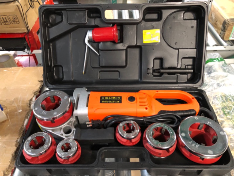 Photo 2 of 110V Portable 2300W 50HZ 25 r/min Electric Pipe Threader Tool Kit Tapping Machine Pipe Cutter Kit 6 Dies 1/2-2" HD Pipe Cutter w/Clamp USA