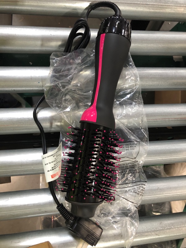 Photo 2 of Hair Dryer Brush Blow Dryer Brush in One, Upgraded 4 in 1 Hair Dryer and Styler Volumizer with Negative Ion Anti-frizz Ceramic Titanium Barrel Hot Air Brush Hair Straightener Brush 75MM Oval Shape Pink