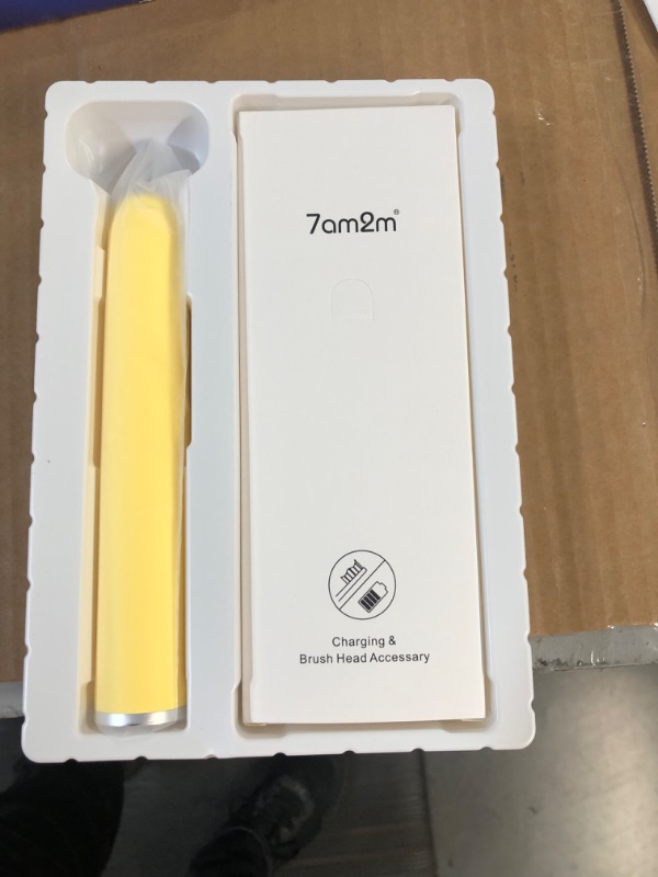Photo 2 of ***ITEM COLOR IS YELLOW AND DIFFERS FROM STOCK PHOTO - 7AM2M Sonic Electric Toothbrush with 6 Brush Heads for Adults and Kids