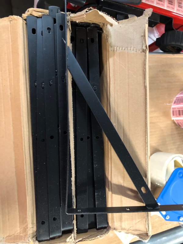 Photo 1 of 10 Pack Shelf L Brackets 12 x 8 Inches Countertop Shelf Bracket Black Metal Floating Supports Wall Mount L Bracket Triangle Corner Brackets with Screws