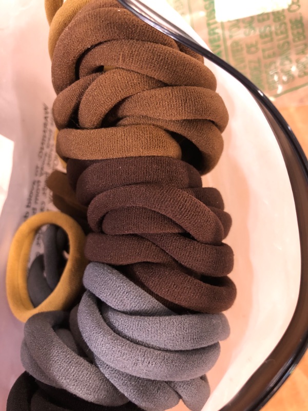 Photo 2 of 100 Pcs Thick Seamless Brown Hair Ties,  (Natural Colors)