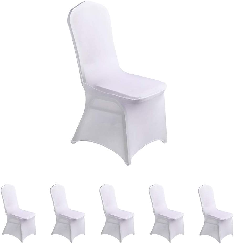 Photo 1 of  6pcs Spandex Chair Cover Stretch Slipcovers White