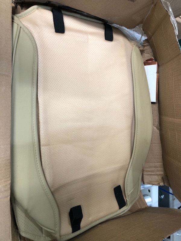 Photo 2 of DINKANUR 1 pcs Automotive Seat Cover Seat Bottom Cover Car Seat Cover Protector Luxury PU Leather Front Bottom Drivers or Passenger Seat Cover Works with 90% Vehicles (Beige)