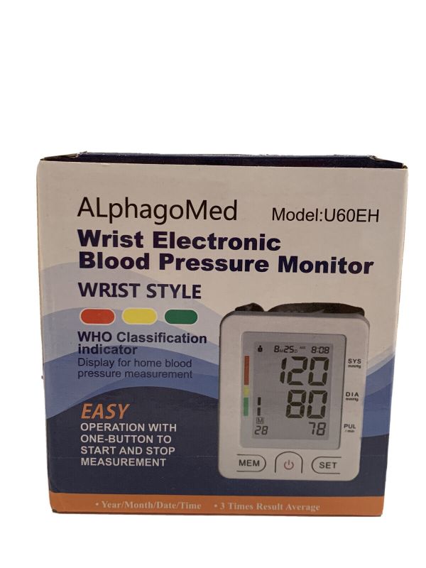 Photo 1 of AlphagoMed U60EH Wrist Electronic Blood Pressure Monitor