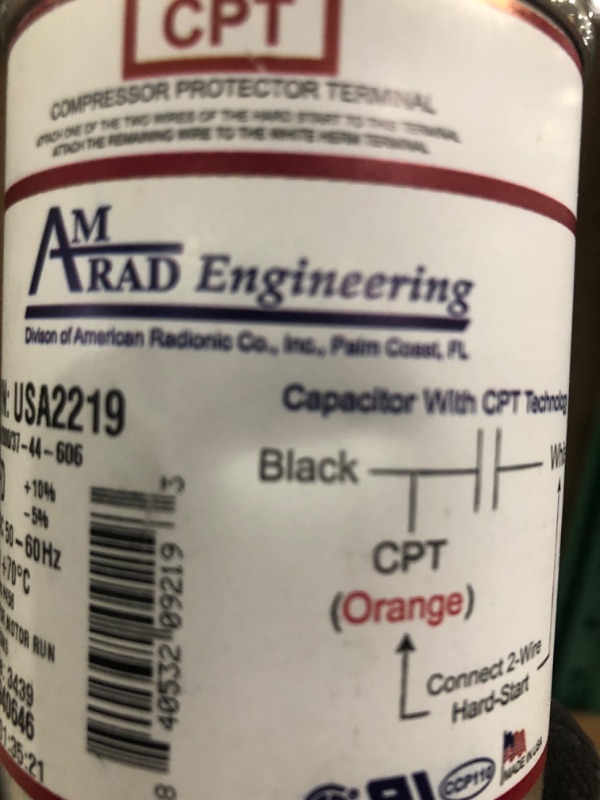 Photo 3 of !!!SEE CLERK NOTES!!!!
Carrier / Bryant / Payne HC98JA057D Replacement - 55 + 7.5 uf / Mfd 370 / 440 VAC AmRad Round Dual Universal Capacitor 