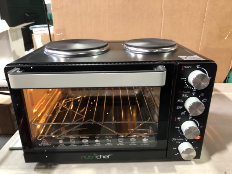 Photo 2 of **** SEE NOTES **** 30 Quarts Kitchen Convection Oven Roaster Cooker with Grill, Griddle Top Rack, Dual Hot Plates PKRTO28 19.6 x 16 x 13.5 inches